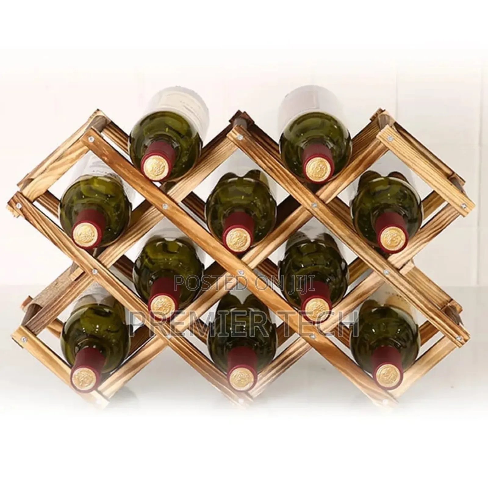 Foldable10 Slot Wooden Wine Bottle Rack