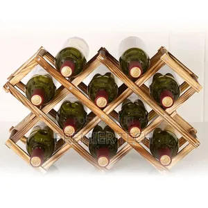 Foldable10 Slot Wooden Wine Bottle Rack