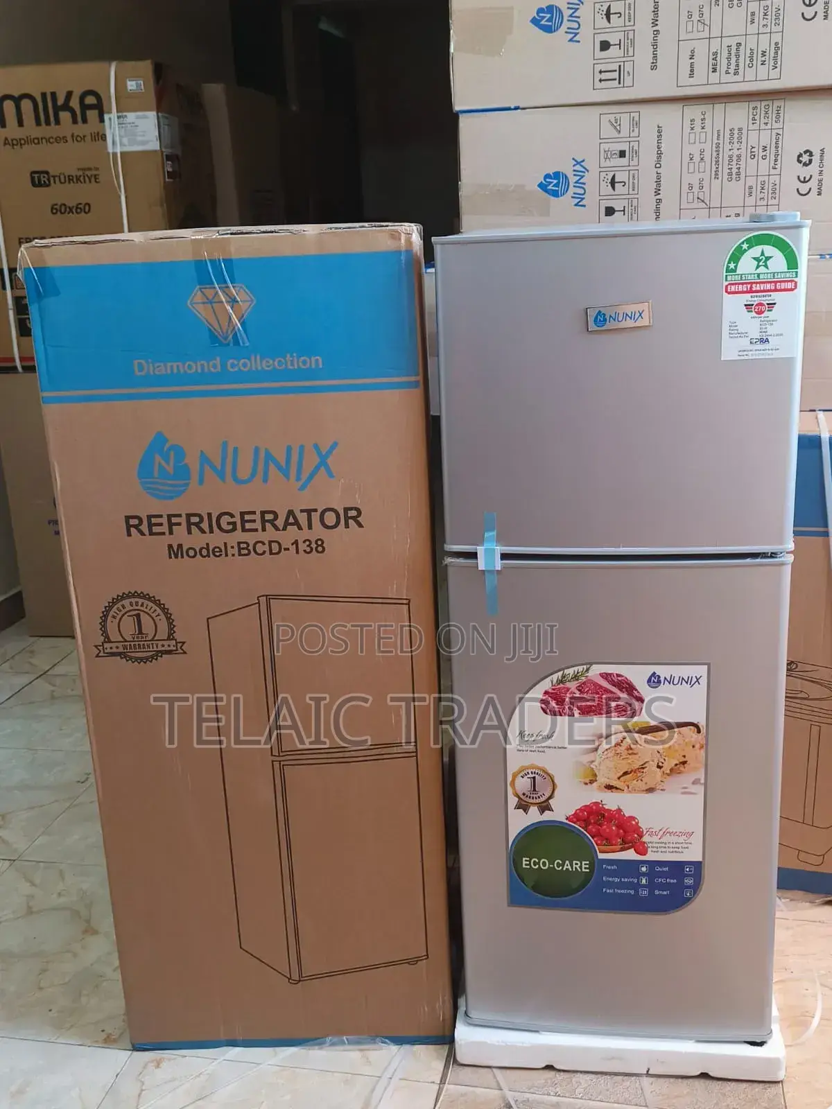 Nunix 138l Large Capacity Double Door Refrigerator Silver