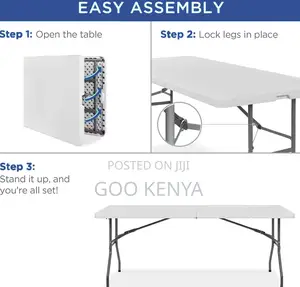 Home Table; Heavy-Duty 6ft White Plastic Folding Table for Party,