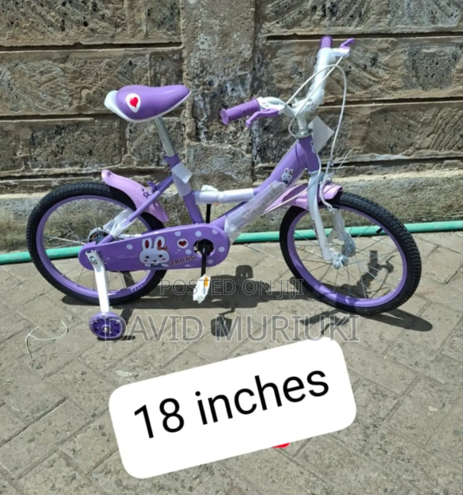 18 Inches Kids Bike With Training Wheels – Purple White