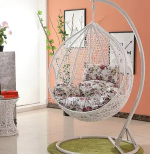Home Chair; Indoor Outdoor Egg Swing Chair With Modern White Finish