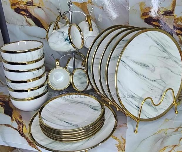 New Babie 24pcs Ceramic Gold Dinnerware Set –Sophisticated Stylish - main view