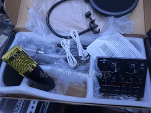 Condenser Kit V8 Podcast Microphone With Sound Card and Clamp Stand