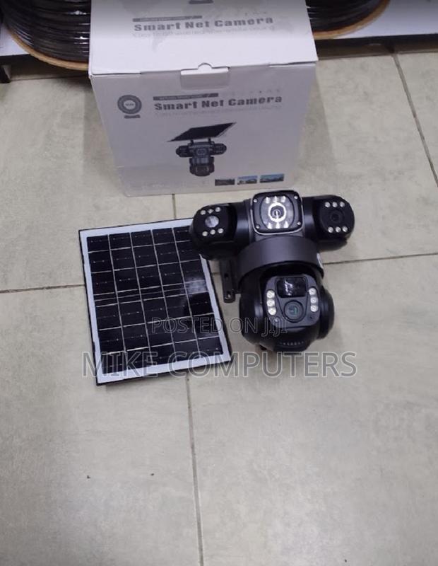 Triple Lens Wifi Wireess Solar Powered CCTV PTZ Full Color Camera