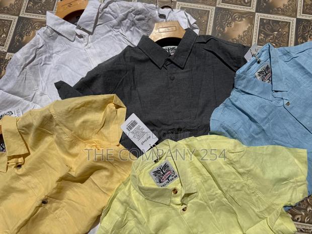 Quality Cotton Men Chinese Collar Short Sleeved Linen Shirt