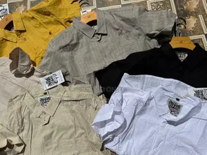 Quality Cotton Men Chinese Collar Short Sleeved Linen Shirt