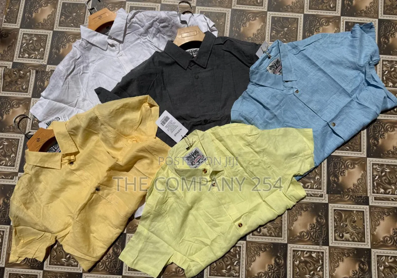 Quality Cotton Men Chinese Collar Short Sleeved Linen Shirt