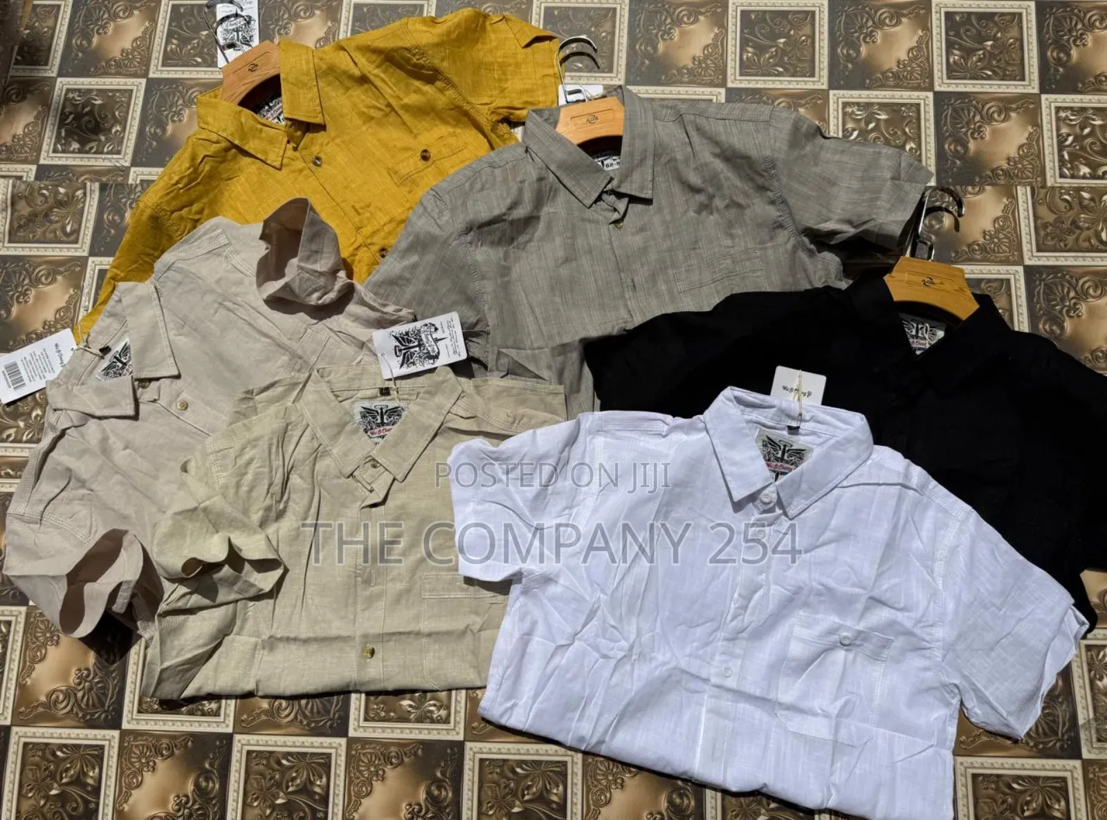 Quality Cotton Men Chinese Collar Short Sleeved Linen Shirt