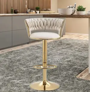 Home Bar Stool; Bar Chair With Golden Frame, Velvet and Nordic Design