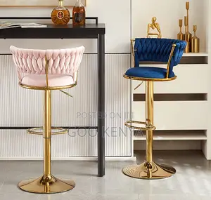 Home Stool; Kitchen/Bar Stool With Golden Metal Frame for Living Space