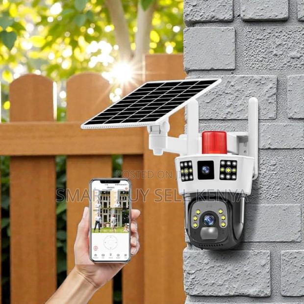 High Definition 3mp Hd 4g Dual Lens Lens Solar Camera Siren Alarm