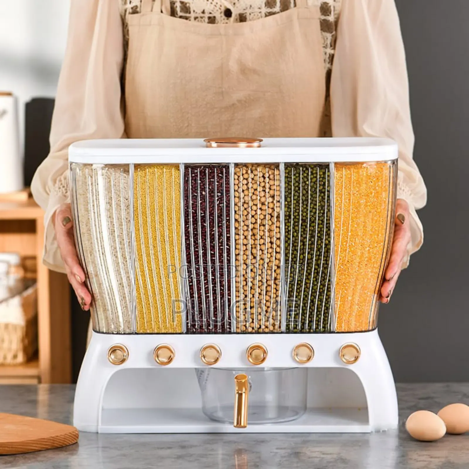 12kgs Acrylic Partitioned Cereal/Rice Dispenser