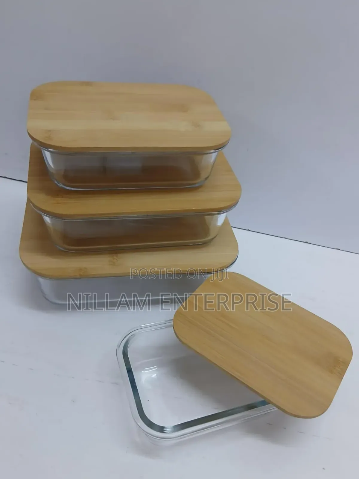 4 in 1 Snack Storage Box Set Wooden Top Lid
