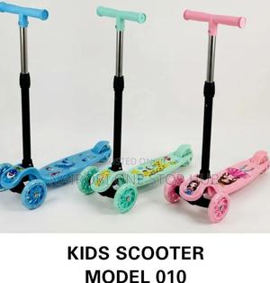 Blue, Three-Wheeled Kick Scooter Designed for Children. - thumbnail 2