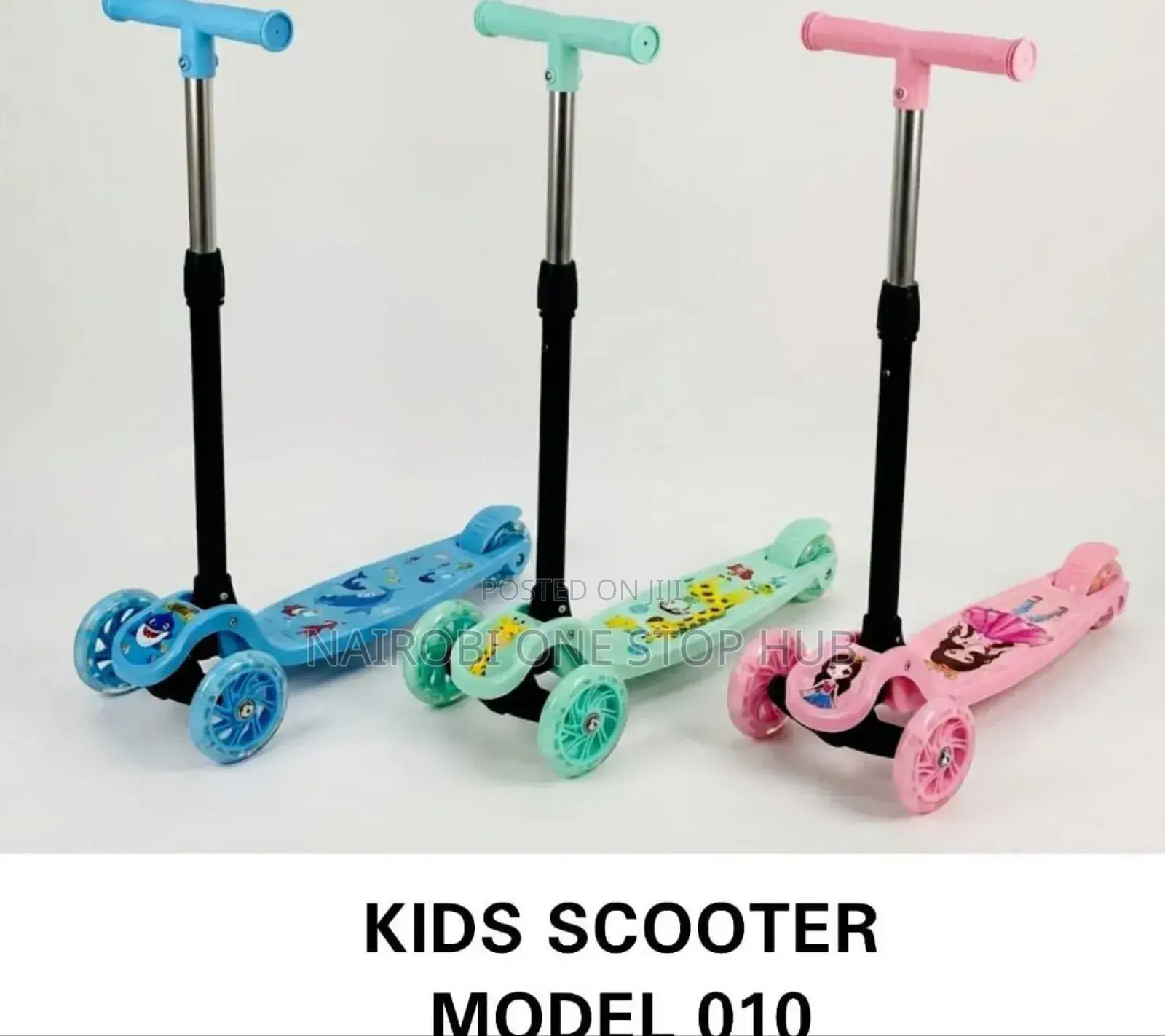 Blue, Three-Wheeled Kick Scooter