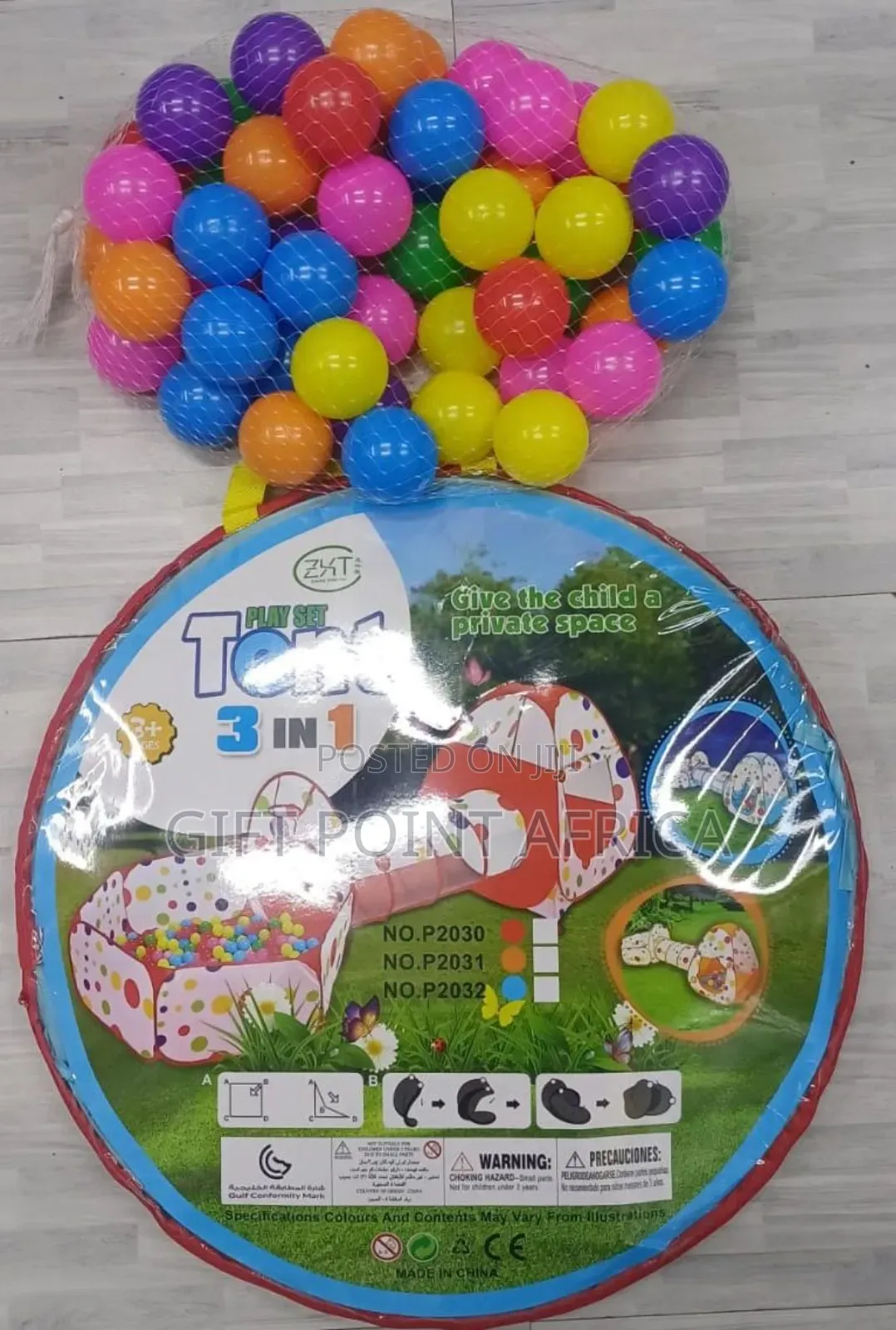 Foldable 3 In 1 Kids Tunnel Tent With Colorful Soft Balls