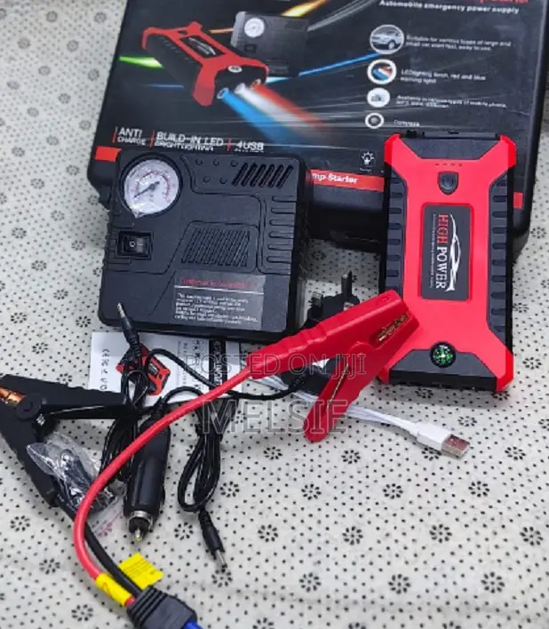 High Power Jumper Starter Power Bank + Air Compressor . . . .