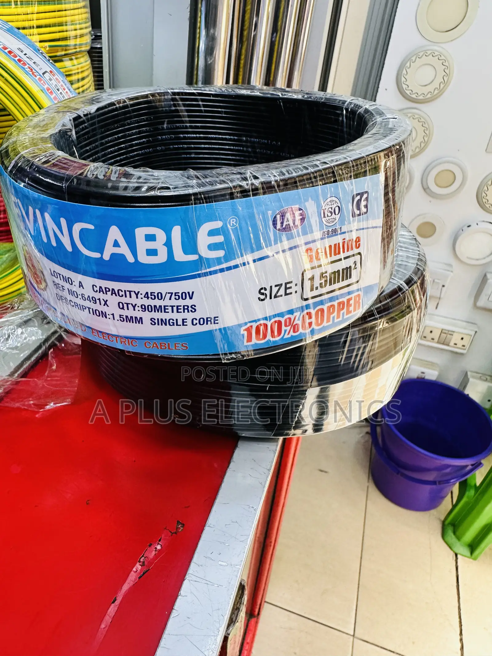 Black Evincable Single Core Electrical Wire 1.5mm – 90m Roll