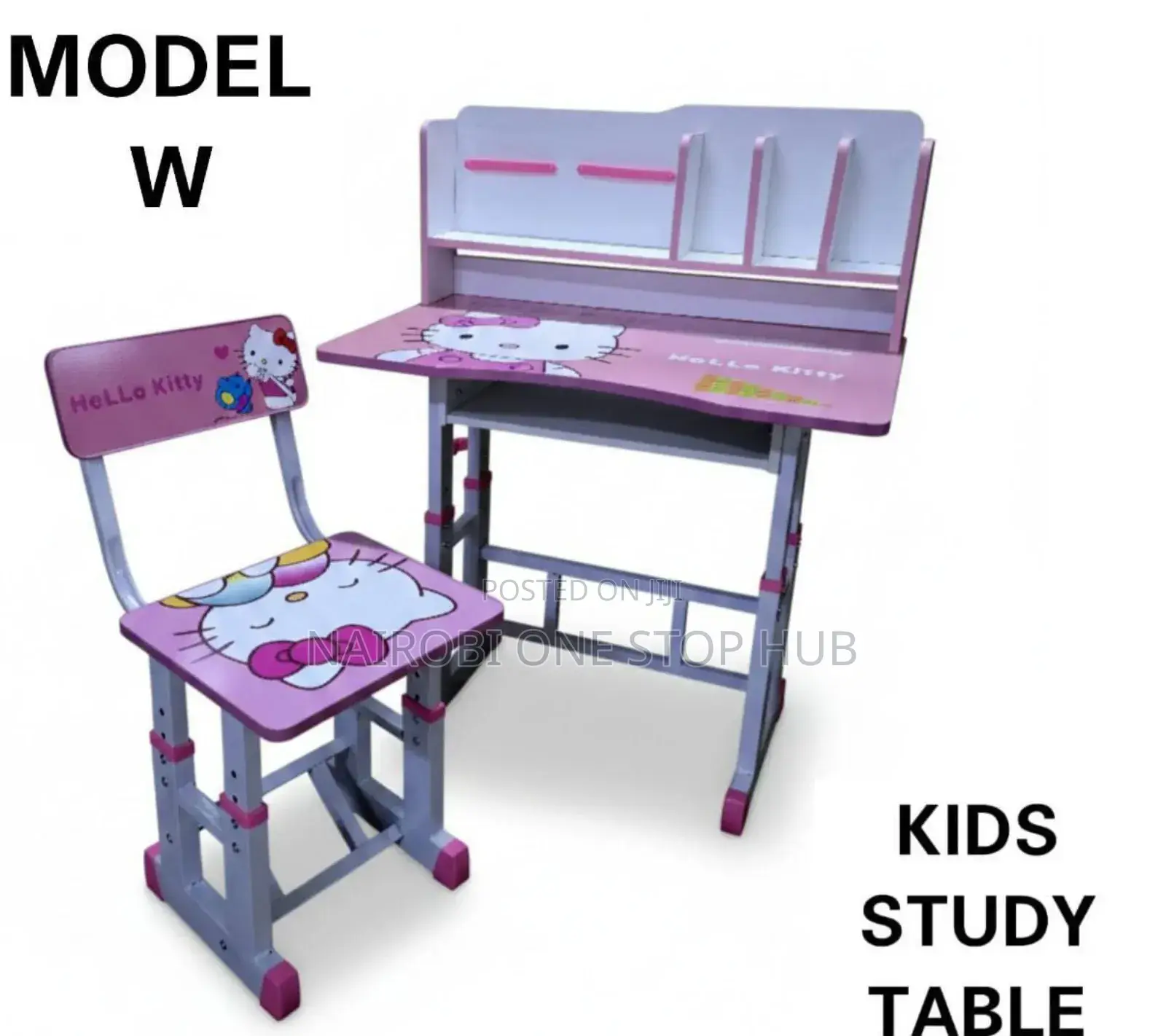 Hello Kitty-Themed Educational Study Table and Chair Set for Children.