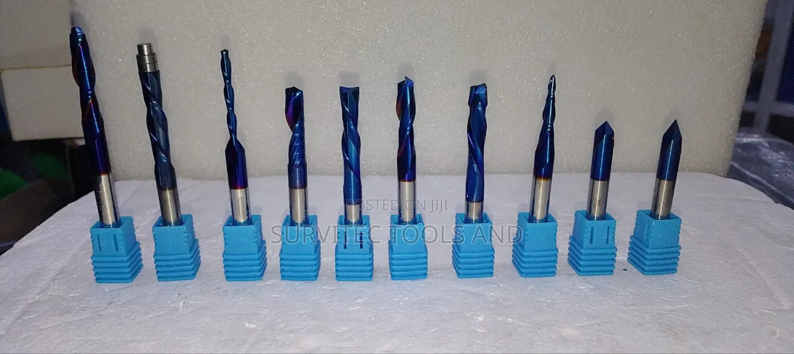 10 Piece Solid Carbide Endmills With Nano Blue Coating
