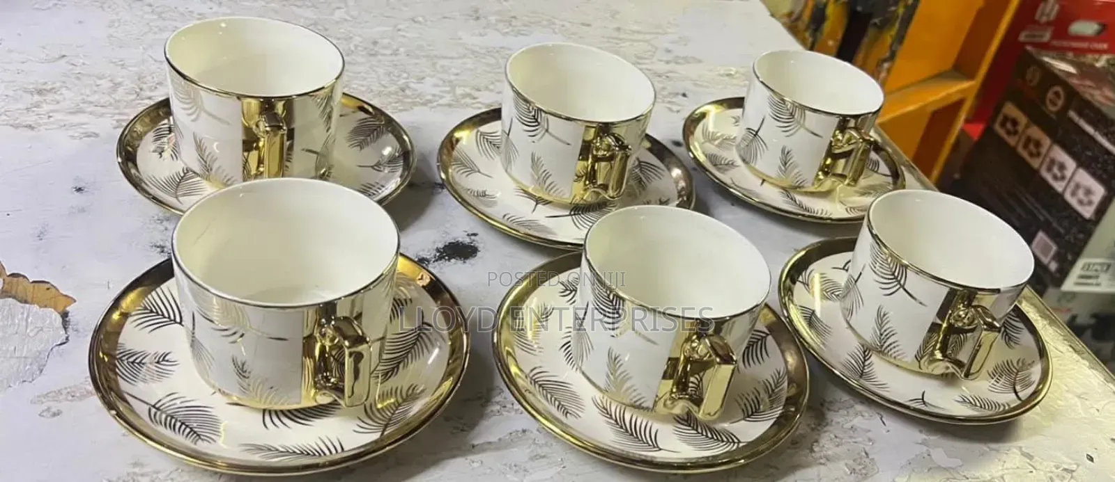 12pcs Golden Cup and Saucer Set