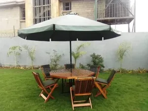 Cushioned Foldable Chairs Six Seater Umbrella Shades