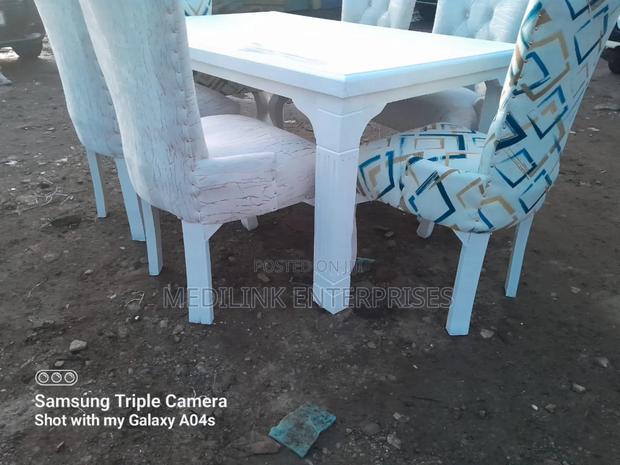 Whitish Mixed 6-Seater Marbled Dinning Table Set - thumbnail 2