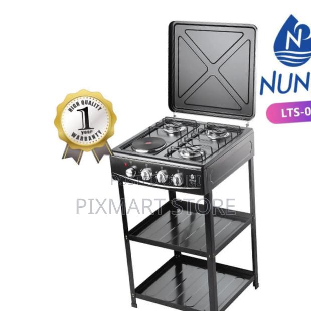 *Nunix Standing Cooker With Shelves 3g+1e , 3 Gas , One Electric Plate