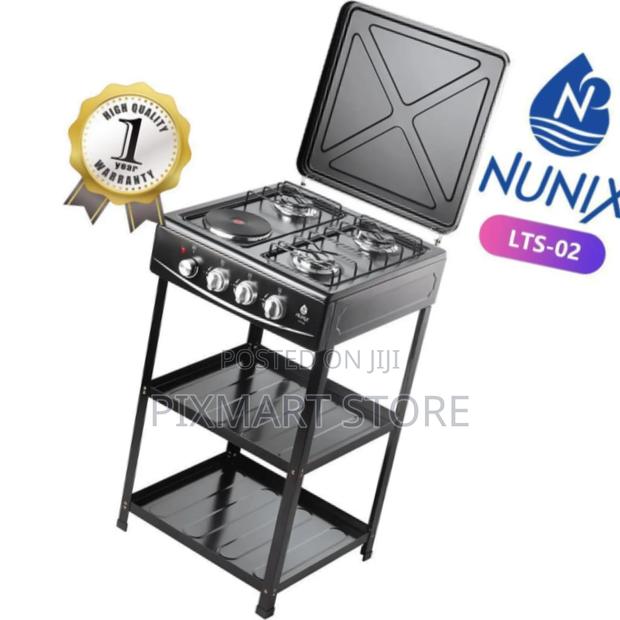 Nunix 3gas1-Electric Standing Cooker Compact Multi-Functional Shelves
