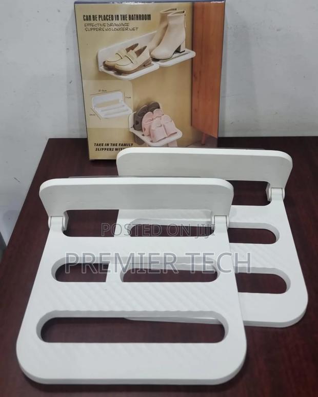 2in1 Adhesive Wall Mounted Folding Bathroom Slippers and Crocs Storage