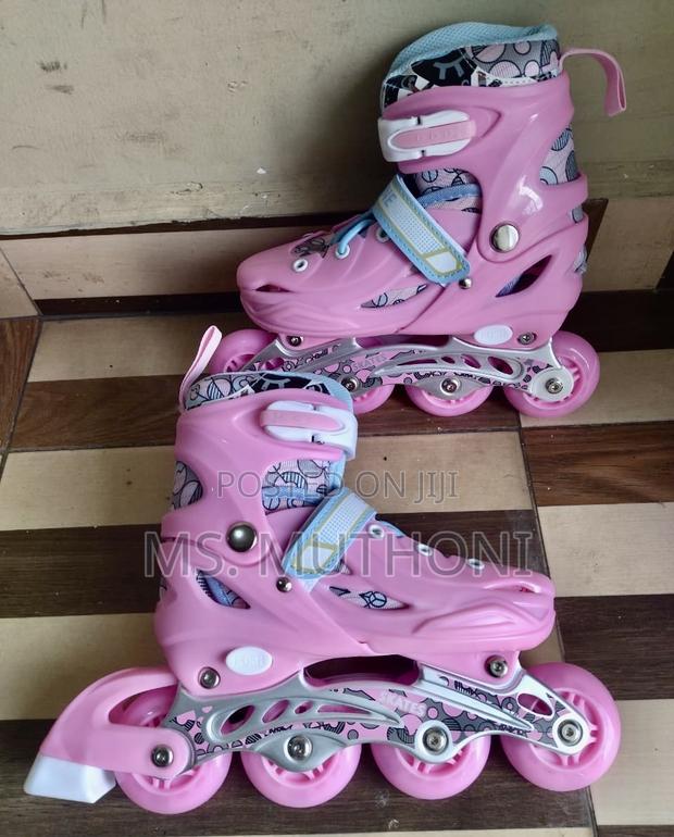 Rubber Wheels Pink Children's Adjustable Inline Skates, - main view