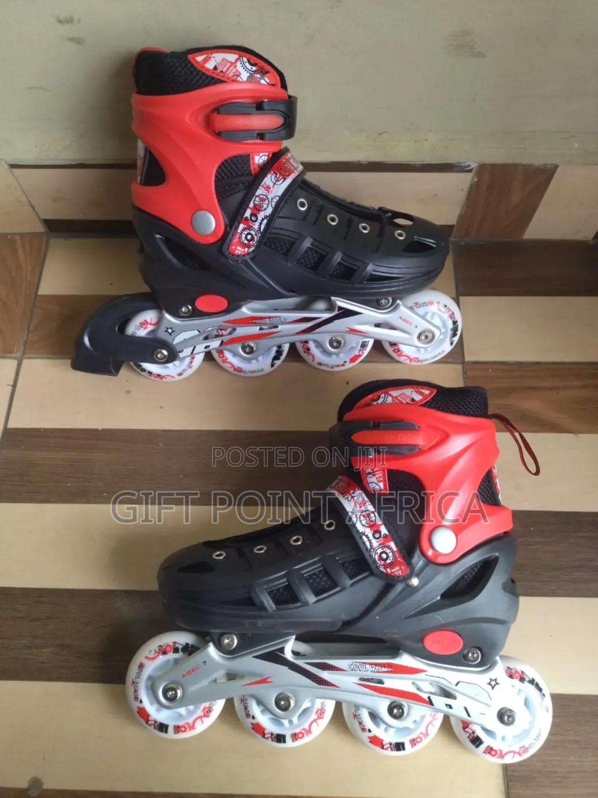 Adjustable Inline Hard Boot Roller Skates With Rubber Wheels