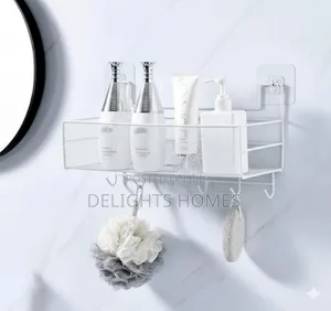 Wall-Mounted Bathroom Shelf Shower Shampoo Rack_tt