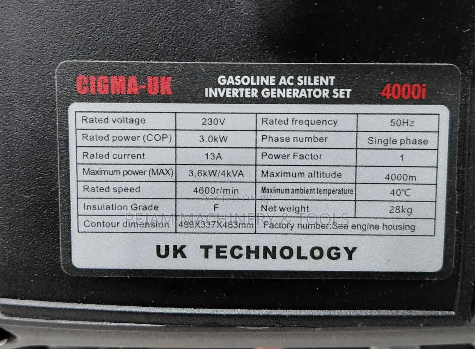 Cigma Uk 4000i 3.6kw Ac Silent Inverter Generator