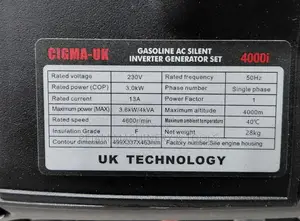 Cigma Uk 4000i 3.6kw Ac Silent Inverter Generator