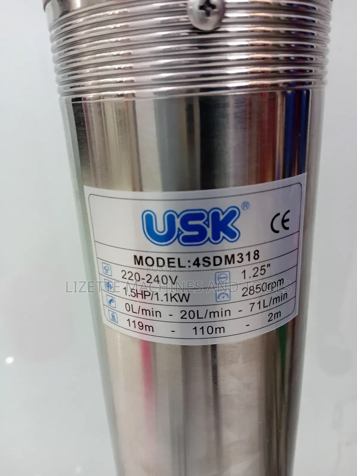Usk 1.5hp Ac Submersible Pump 119m Head
