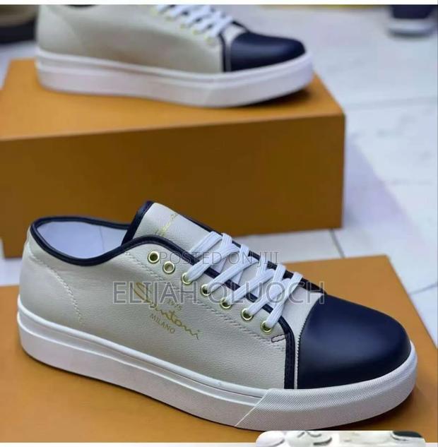 Santoni Milano Leather Low Top Sneaker Shoe