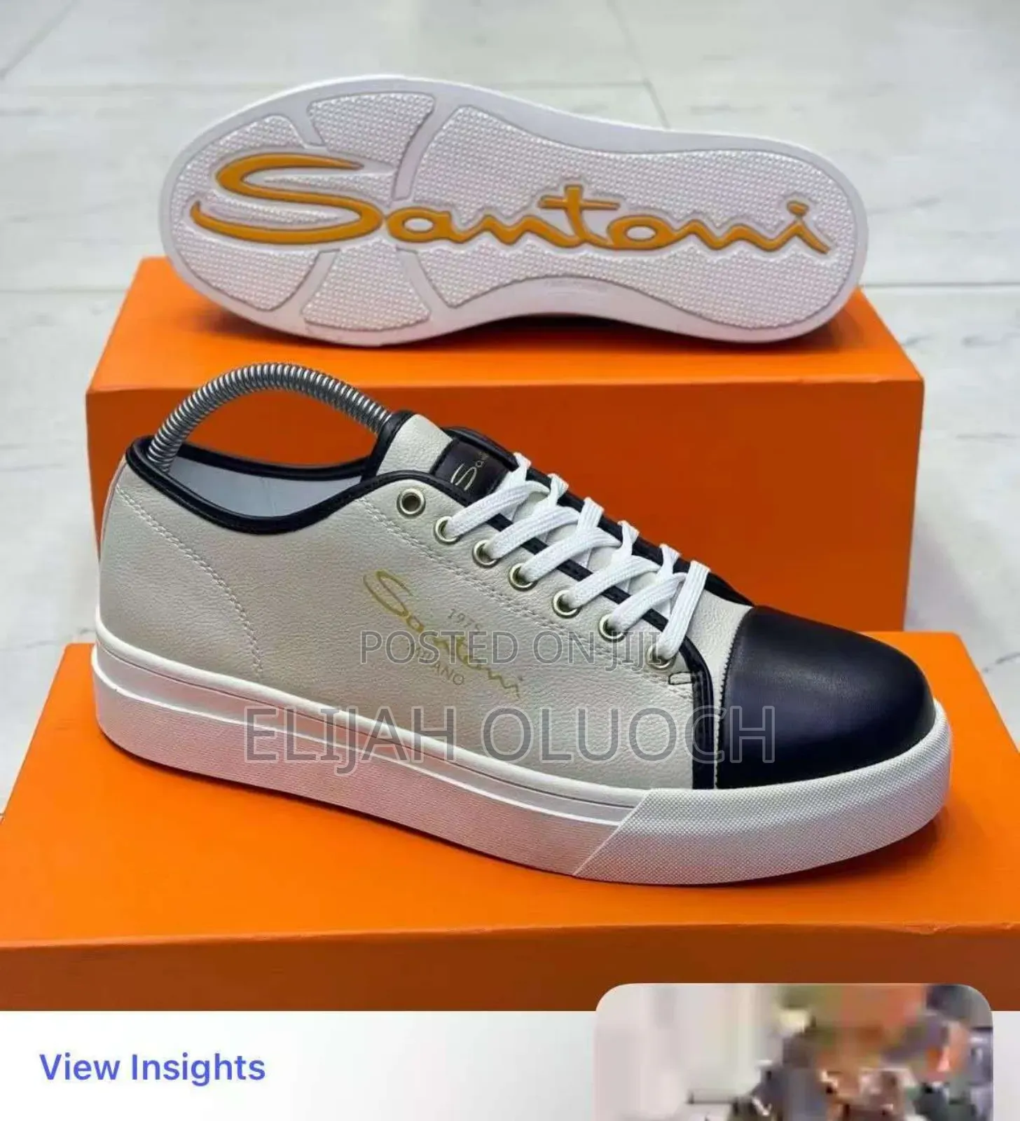 Santoni Milano Leather Low Top Sneaker Shoe