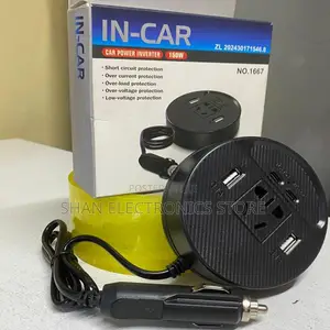 150w Car Inverter Dual Dc12v/24v to Ac 220v 2 Usb 2 Type-C 1 Sockets