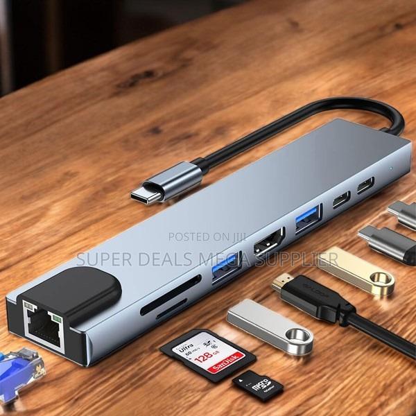 Multi Function 8-in-1 Usb C Hub Dock With Ethernet, Hdmi and Usb Ports - main view