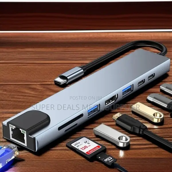 Top-Quality 8-in-1 Usb- C Hub With Hdmi, Rj45, Pd and Usb Multi Ports