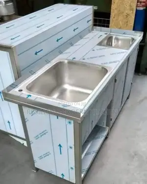 Commercial Stainless Steel Double Bowl Sink With Cabinet