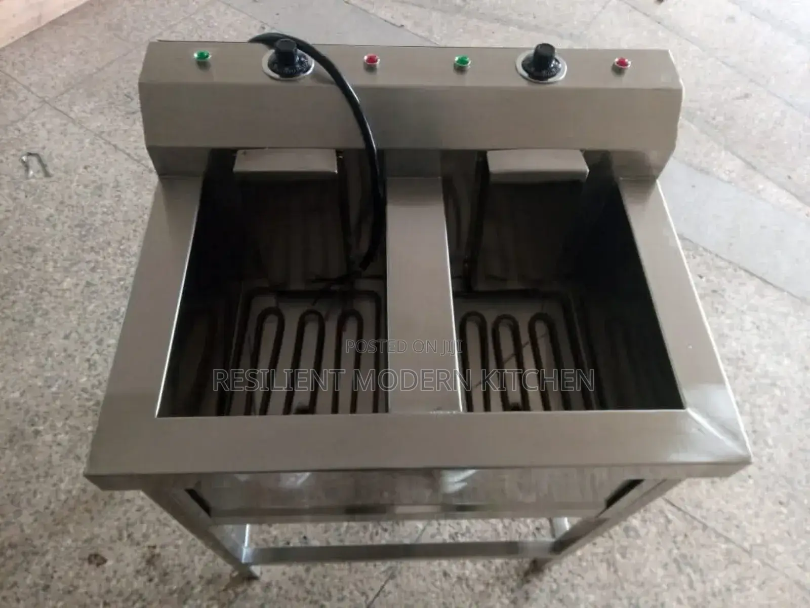 Stainless Steel Double Chips Fryer With 4 Elements