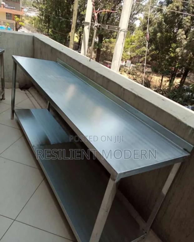 Heavy Gauge Stainless Steel Worktop Table 7ft Long - main view