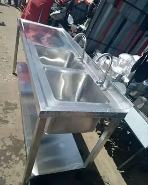 Heavy Gauge Stainless Steel Double Bowl Sink With Taps