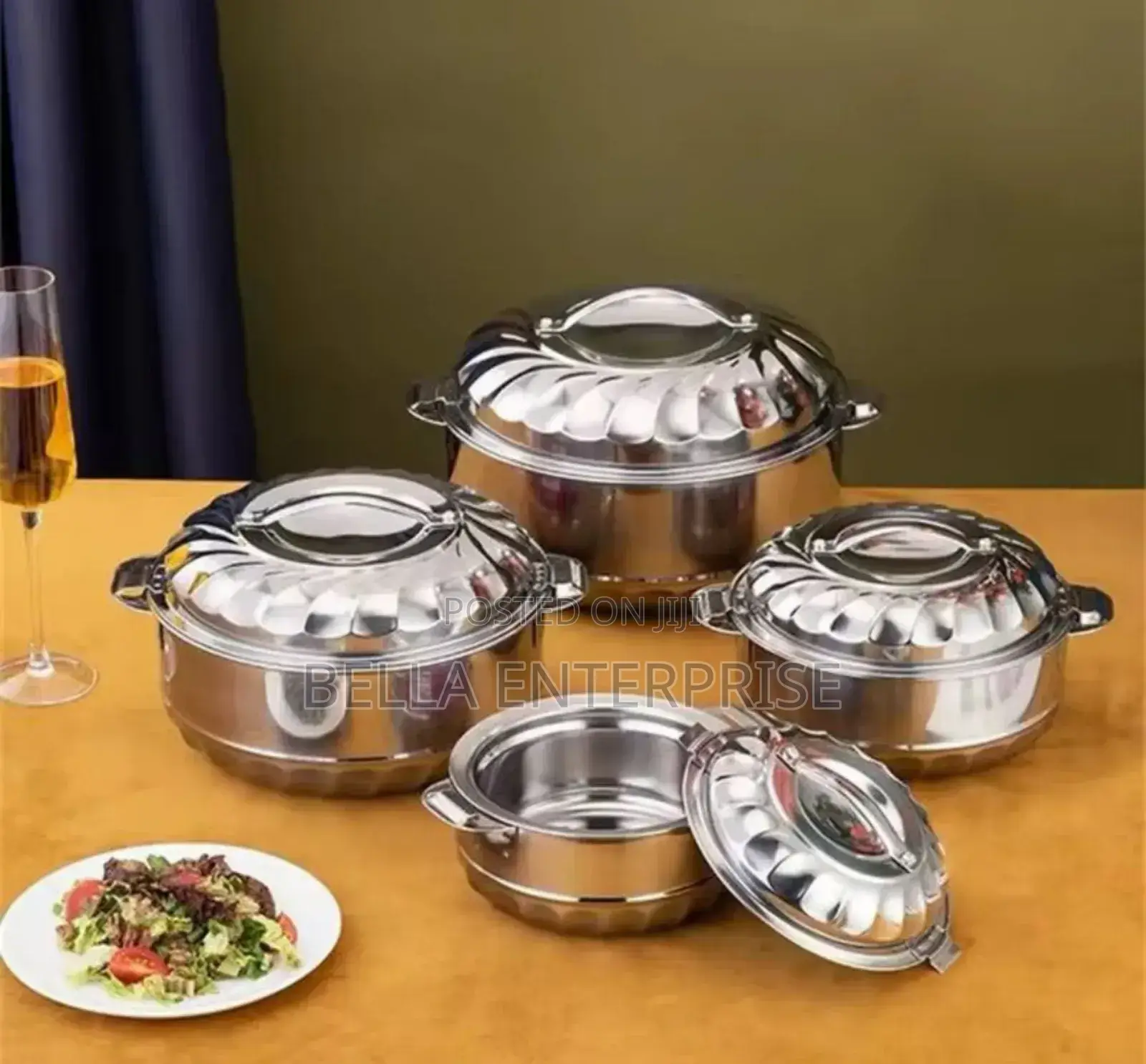 Set of 4 Stainless Steel Insulated Hotpots Casserole