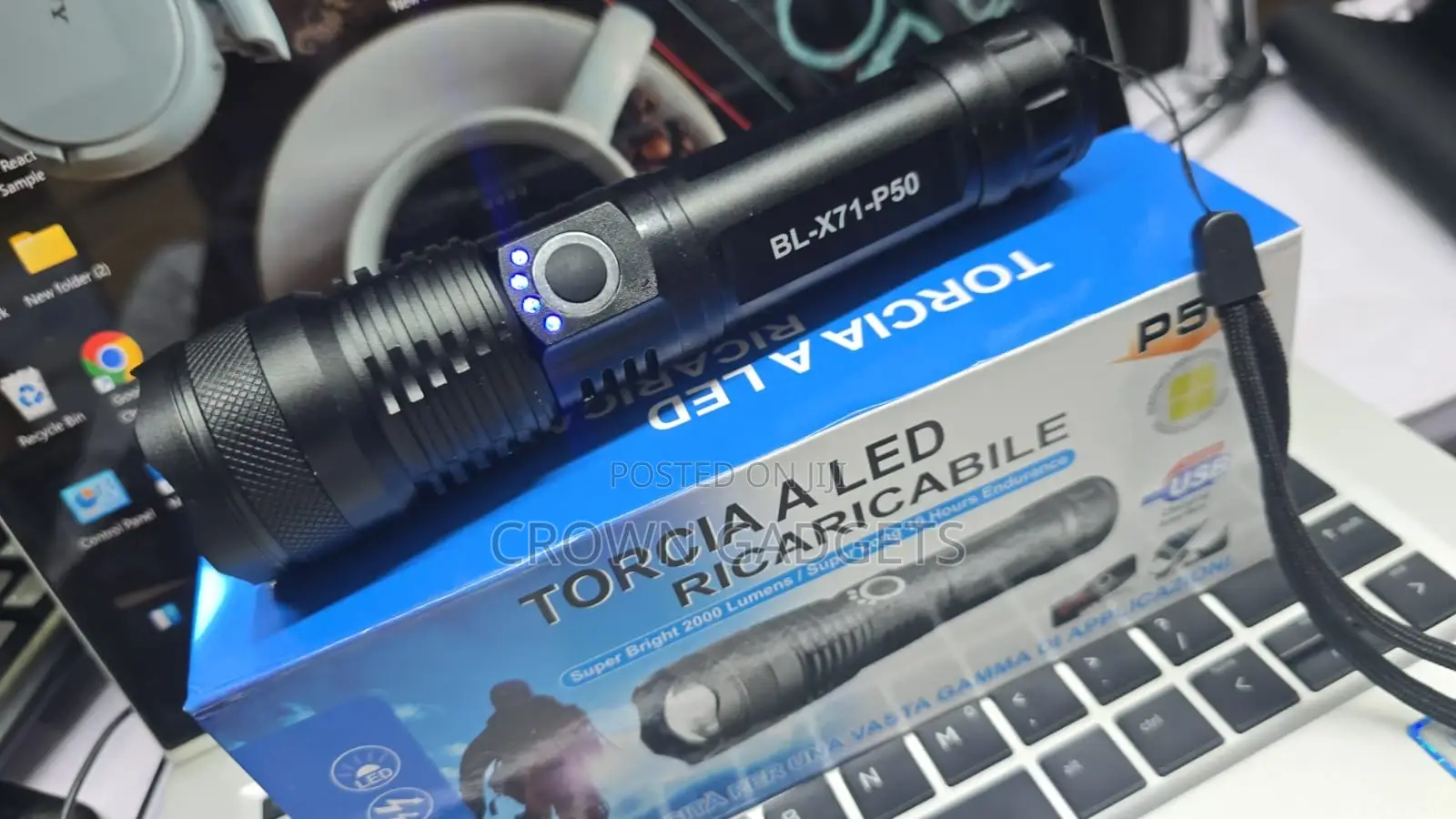 Rechargeable P50 Led Flashlight With Strobe, Sos Zoom Function