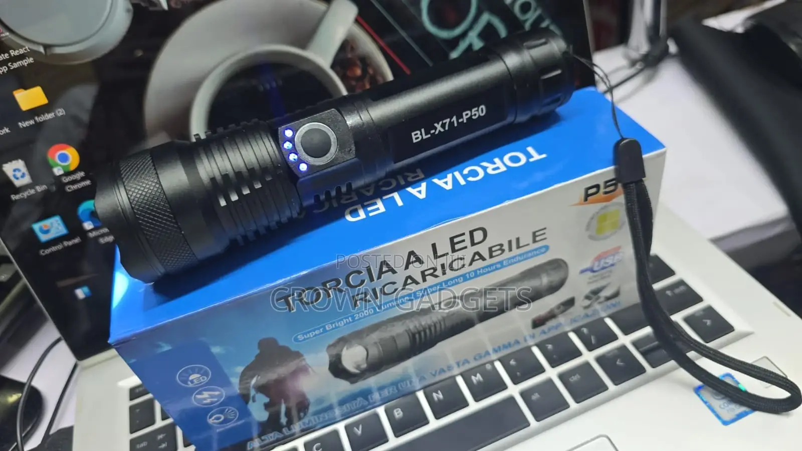Rechargeable P50 Led Flashlight With Strobe, Sos Zoom Function