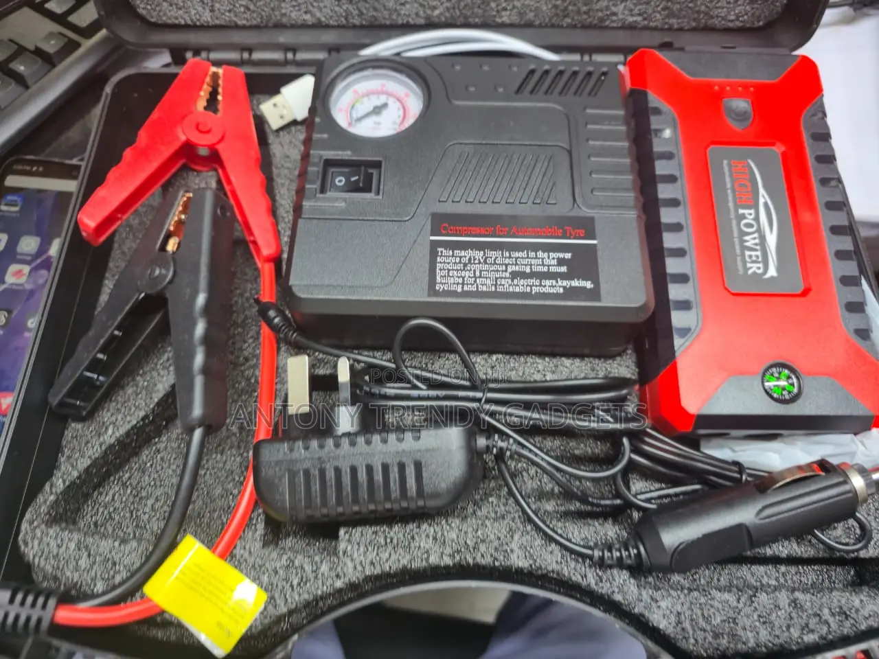 Portable Car Jump Starter Kit With Air Compressor